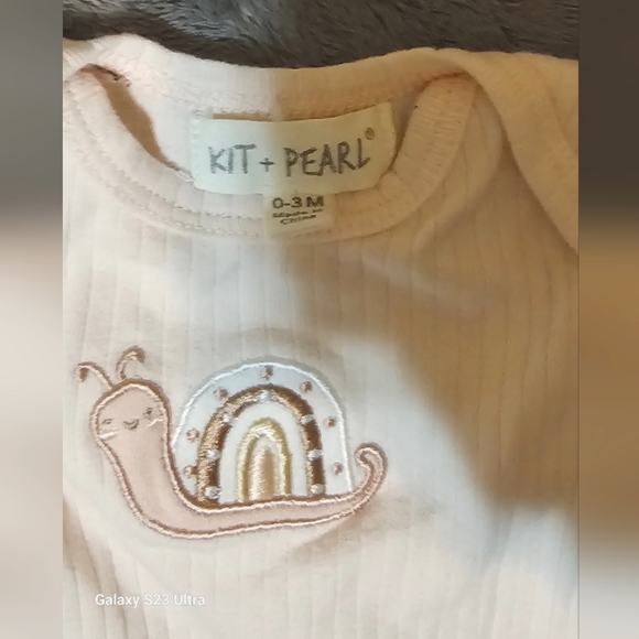 Pink Snail Embroidered Baby Onesie - Picture 2 of 3